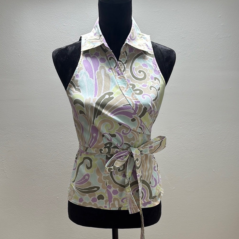 Tommy bahama pastel floral wrap top 70% cotton
